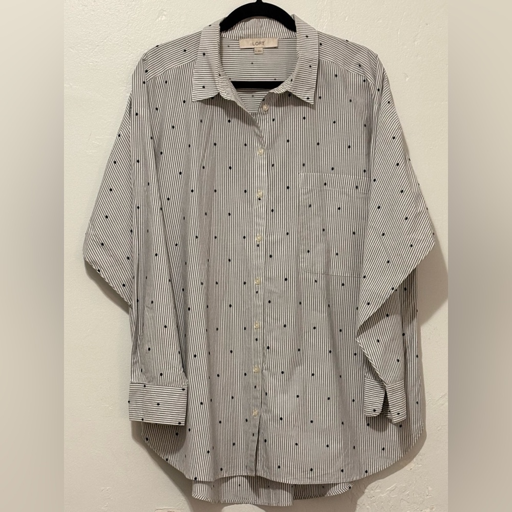 LOFT Striped Shirt with Dot Pattern